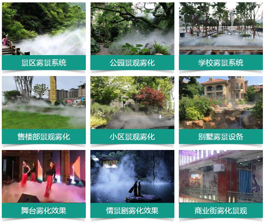 可用于加濕，還可以用于降溫，降溫,霧森景觀等。適用范圍：景觀造霧、小區(qū)造霧、水池造霧、車間廠房降塵。